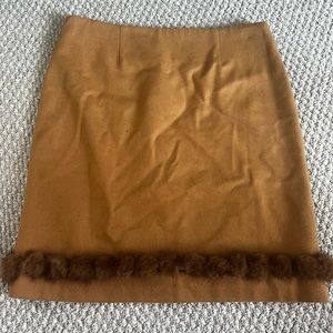 Skirtin’ Around Fur Trimmed Camel Skirt